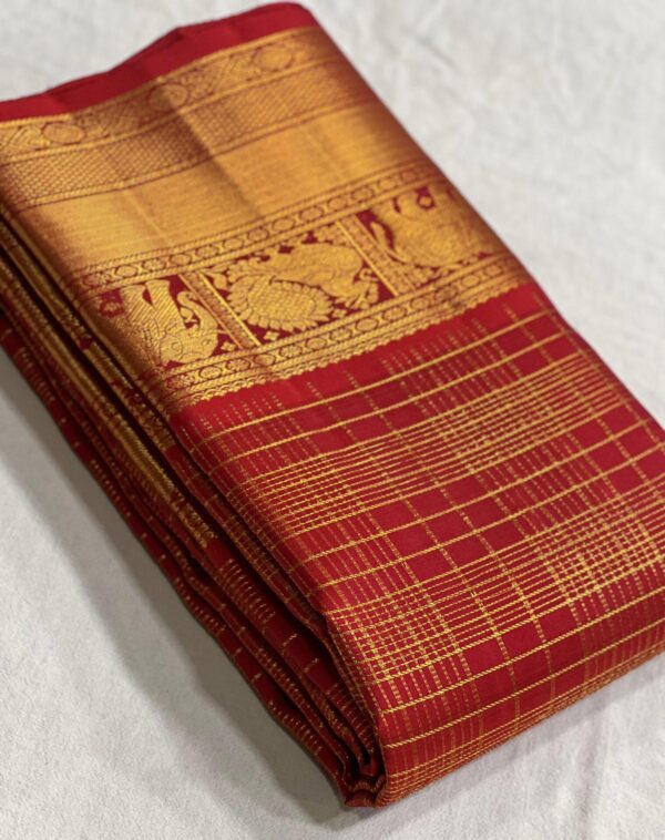 Wedding Red Kanjivaram Silk Saree with Gold Zari