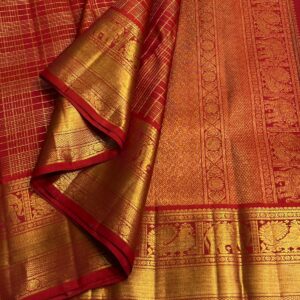 Wedding Red Kanjivaram Silk Saree with Gold Zari