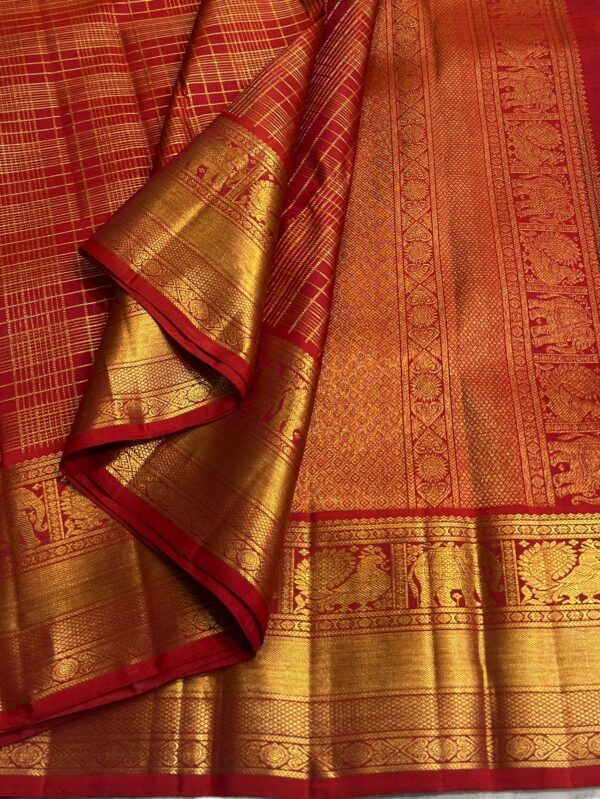 Wedding Red Kanjivaram Silk Saree with Gold Zari