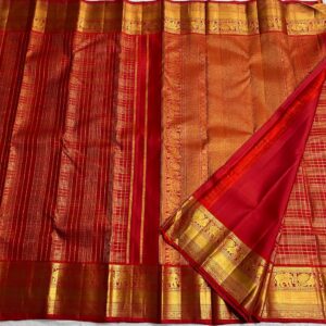 Wedding Red Kanjivaram Silk Saree with Gold Zari