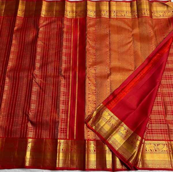 Wedding Red Kanjivaram Silk Saree with Gold Zari