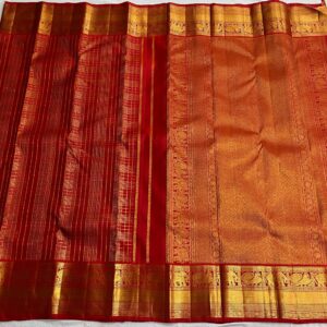 Wedding Red Kanjivaram Silk Saree with Gold Zari