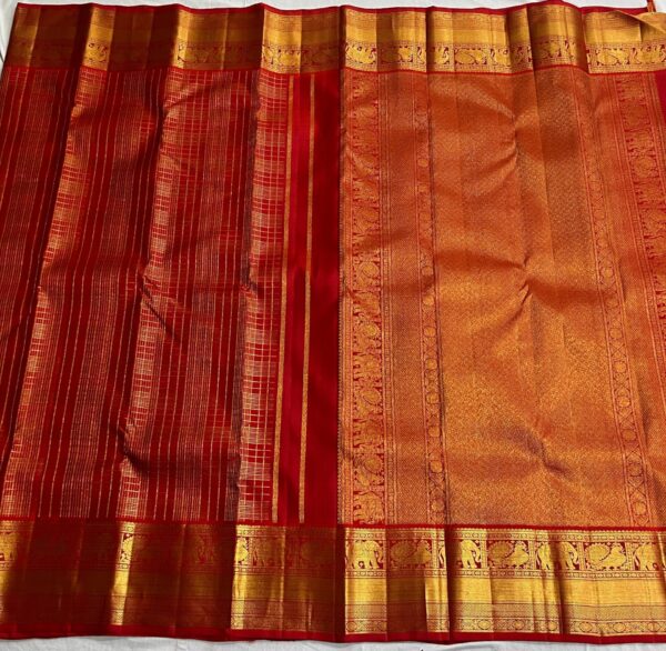 Wedding Red Kanjivaram Silk Saree with Gold Zari