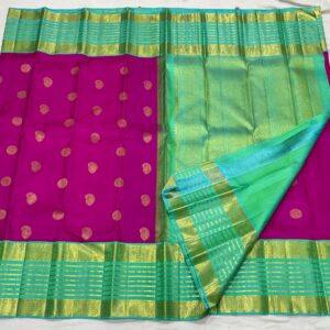 Kanjivaram Silk Saree in Purple and Mint Green