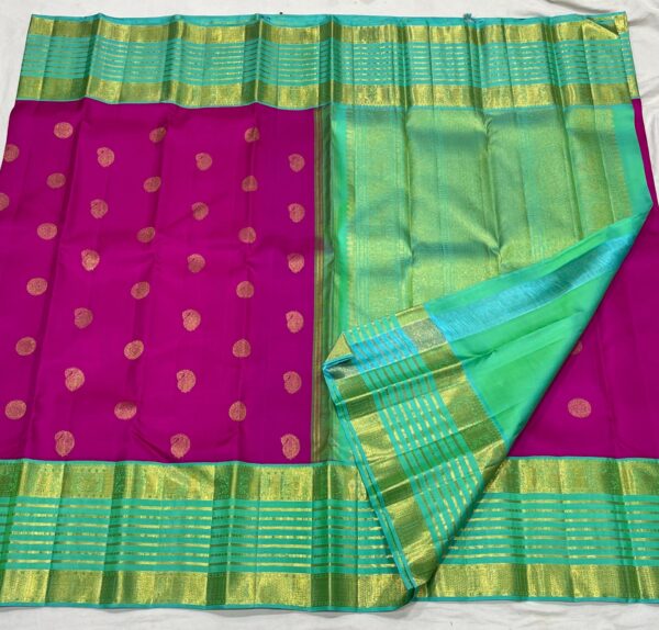 Kanjivaram Silk Saree in Purple and Mint Green