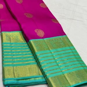 Kanjivaram Silk Saree in Purple and Mint Green