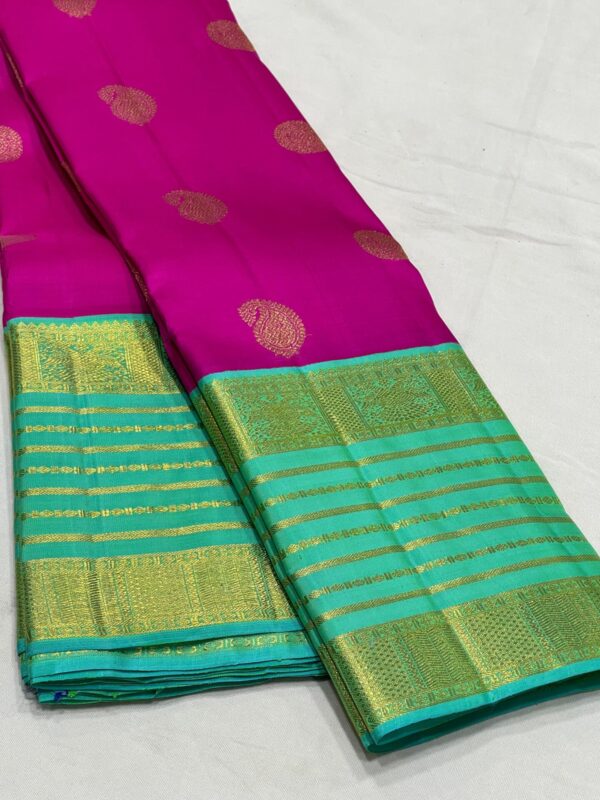 Kanjivaram Silk Saree in Purple and Mint Green