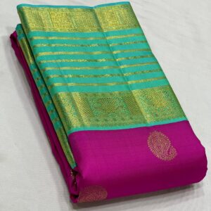 Kanjivaram Silk Saree in Purple and Mint Green