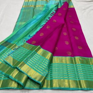 Kanjivaram Silk Saree in Purple and Mint Green