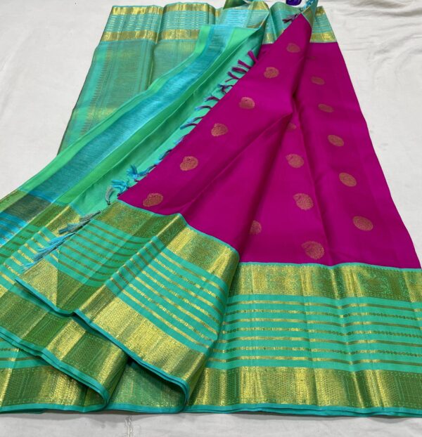 Kanjivaram Silk Saree in Purple and Mint Green