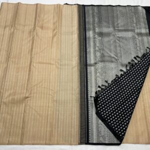 Kanchipuram Silk Saree in Dark Cream and Black