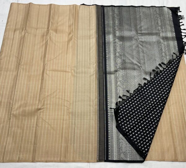 Kanchipuram Silk Saree in Dark Cream and Black