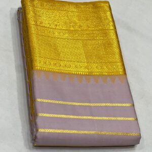 Kanjivaram Silk Saree in Pastel and Mustard Yellow