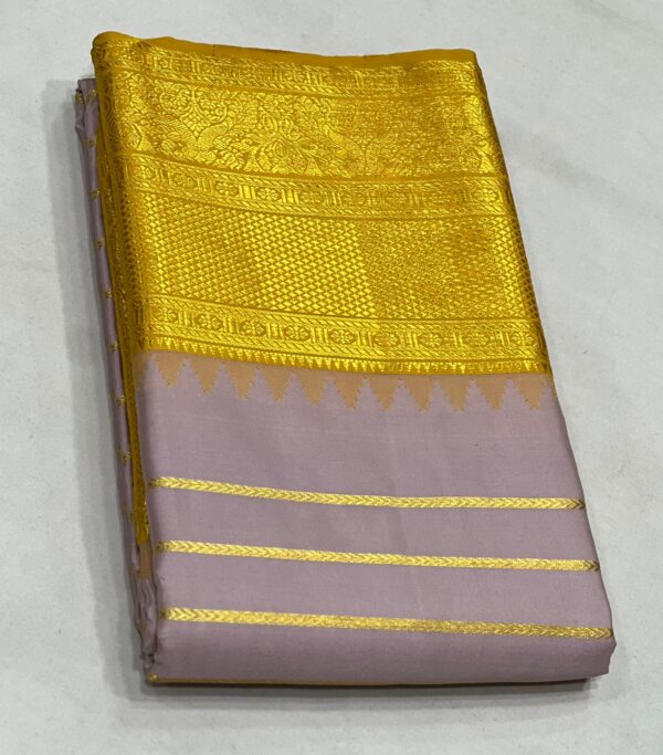 Kanjivaram Silk Saree in Pastel and Mustard Yellow