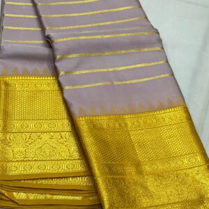 Kanjivaram Silk Saree in Pastel and Mustard Yellow