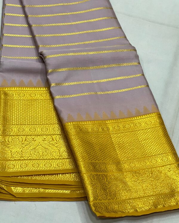 Kanjivaram Silk Saree in Pastel and Mustard Yellow