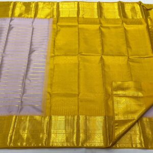 Kanjivaram Silk Saree in Pastel and Mustard Yellow