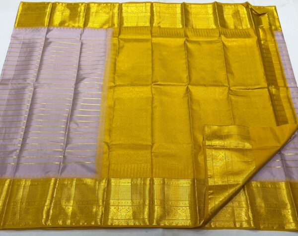 Kanjivaram Silk Saree in Pastel and Mustard Yellow