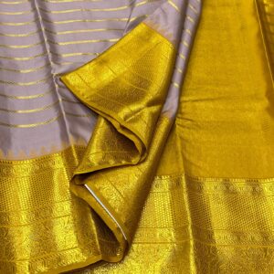 Kanjivaram Silk Saree in Pastel and Mustard Yellow