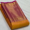 Kanjivaram Silk Saree in Mango Yellow with Pink Border, Pallu, and Blouse