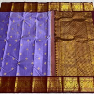 Kanjivaram Silk Saree in Dark Lavender and Brown