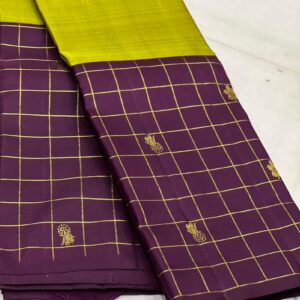 Kanjivaram Silk Saree in Mehendi Green with Coffee Brown