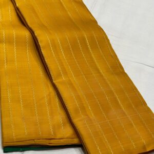 Kanjivaram Silk Saree in Dark Mango Yellow with Green