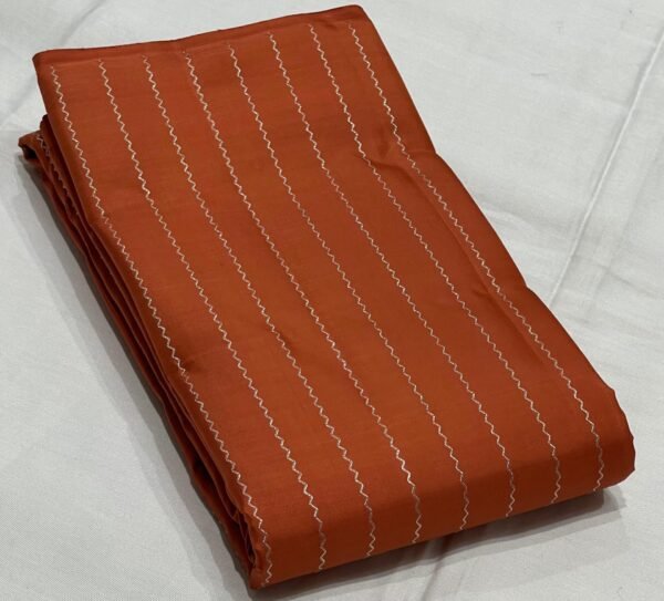 Orange Kanjivaram Silk Saree with Coffee Brown Border