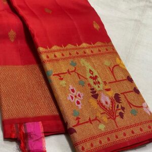 Kanjivaram Silk Saree in Tomato Red