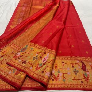 Kanjivaram Silk Saree in Tomato Red