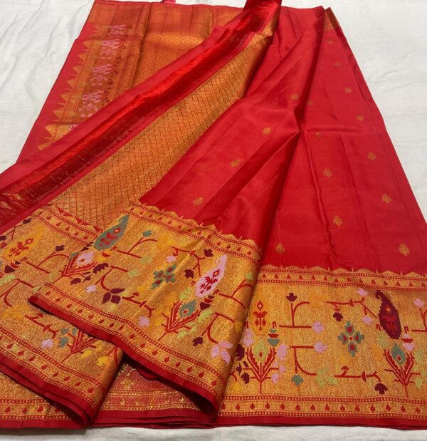 Kanjivaram Silk Saree in Tomato Red