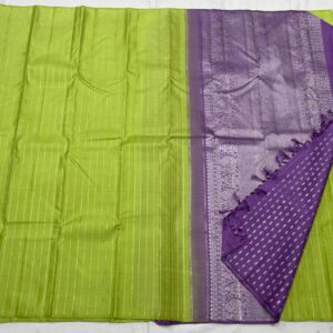 Kanjivaram Silk Saree in Parrot Green and Lavender