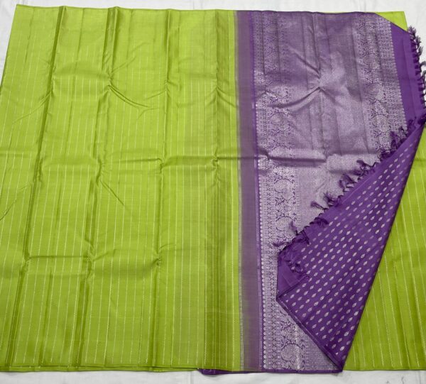 Kanjivaram Silk Saree in Parrot Green and Lavender