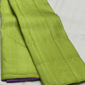 Kanjivaram Silk Saree in Parrot Green and Lavender