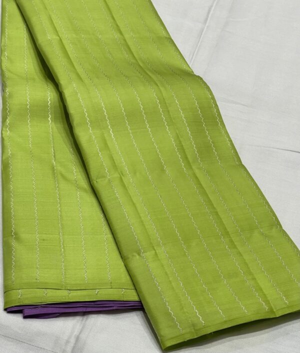 Kanjivaram Silk Saree in Parrot Green and Lavender