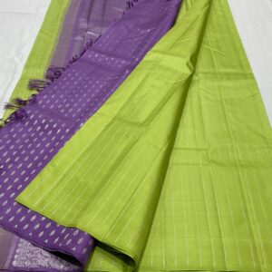 Kanjivaram Silk Saree in Parrot Green and Lavender