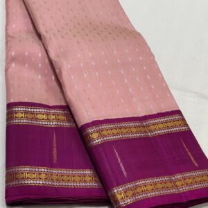 Kanjivaram Silk Saree in Pastel Pink and Brown Magenta