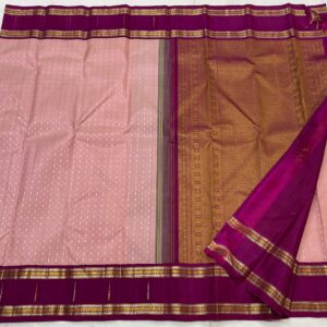 Kanjivaram Silk Saree in Pastel Pink and Brown Magenta