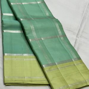 Kanjivaram Silk Saree in Sea Green and Pastel Green with Silver Zari