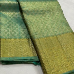 Kanjivaram Silk Saree in Pastel Green with Gold Zari