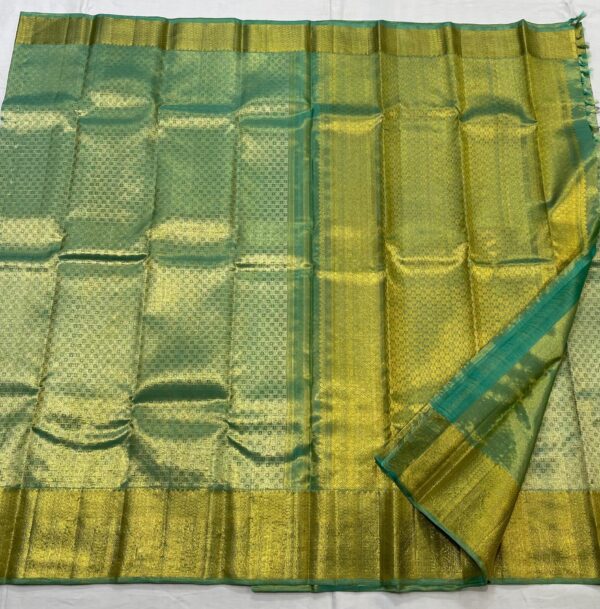 Kanjivaram Silk Saree in Pastel Green with Gold Zari