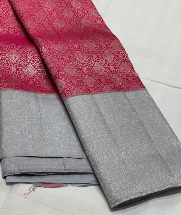 Kanjivaram Silk Saree in Peppermint and Ash Color with Silver Zari