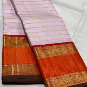 Kanjivaram Silk Saree in Light Lavender and Red