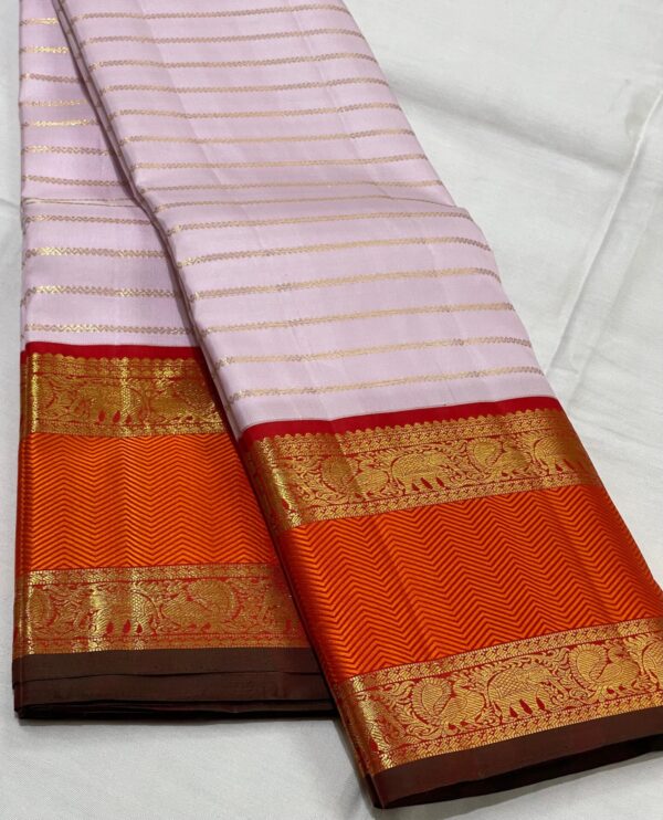 Kanjivaram Silk Saree in Light Lavender and Red