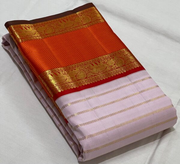 Kanjivaram Silk Saree in Light Lavender and Red