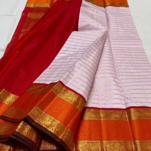 Kanjivaram Silk Saree in Light Lavender and Red