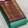 Kanjivaram Silk Saree in Turquoise with Purple Border