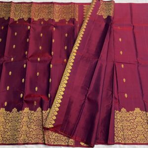 Magenta Kanjivaram Silk Saree with Gold Zari Butta Design