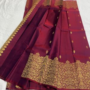 Magenta Kanjivaram Silk Saree with Gold Zari Butta Design