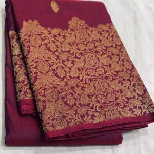 Magenta Kanjivaram Silk Saree with Gold Zari Butta Design